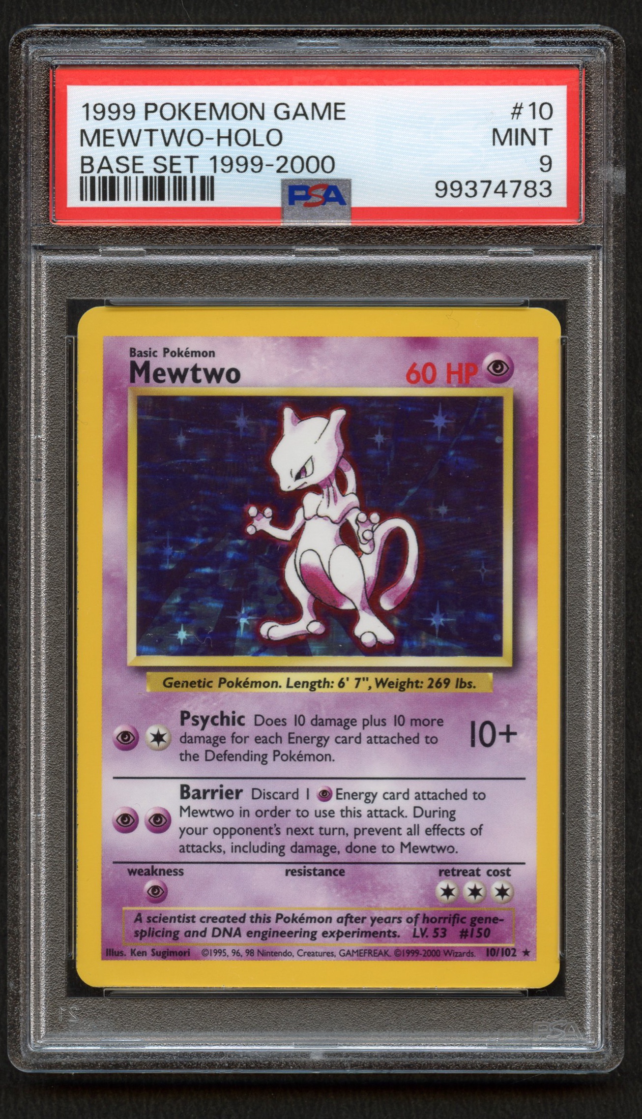 PSA 9 Mewtwo - Base Set 4th Print - 1999-2000