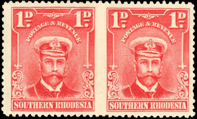 Southern Rhodesia SG 2a 1d pair imperf between mint