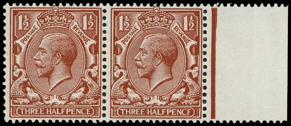 1912-24 Royal Cypher 1½d red-brown marginal...