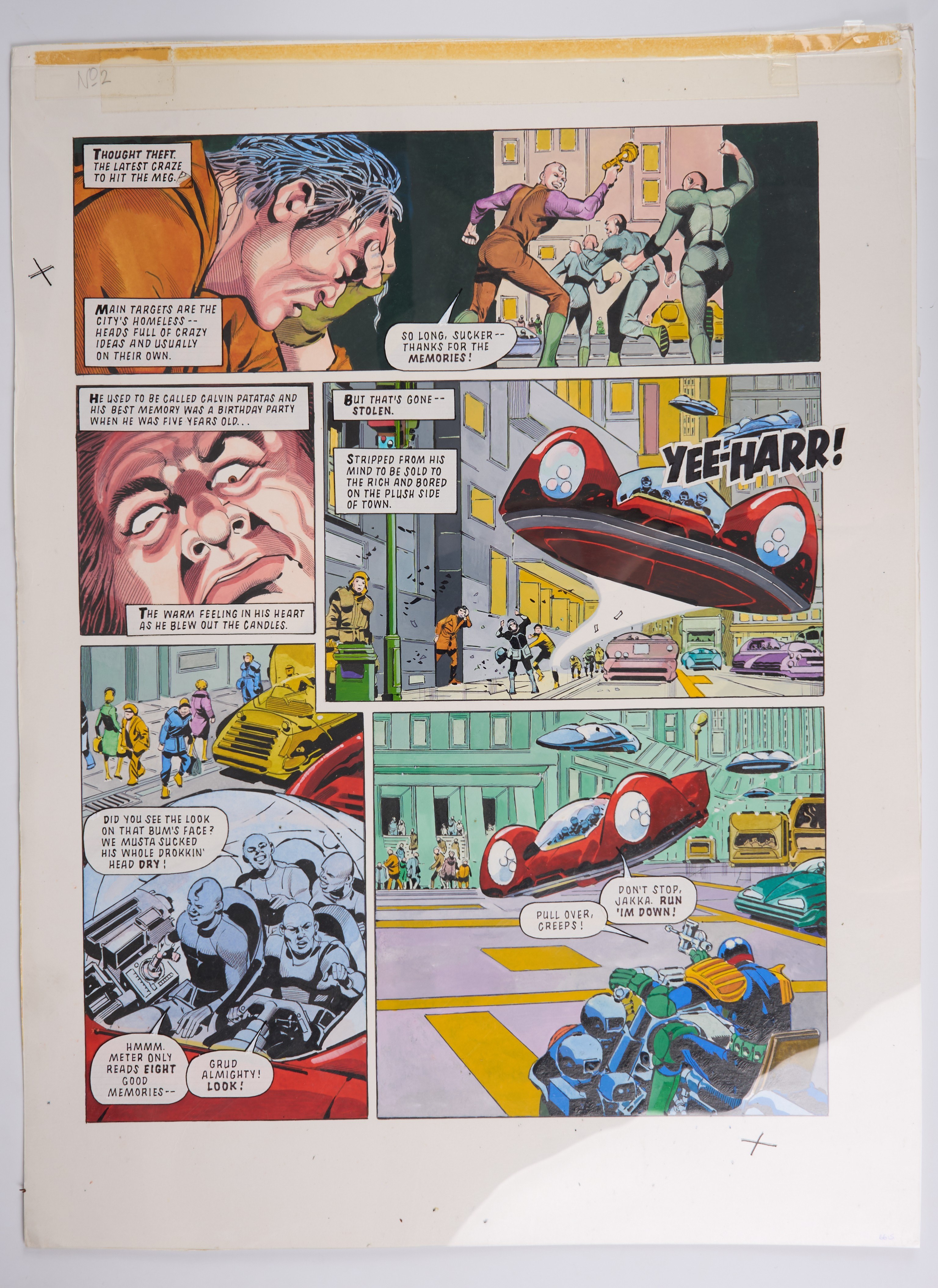 Mark Millar Ron Smith 2000 AD Prog #835 The Great Brain Robbery Colour Story Page (Fleetway, 1993)