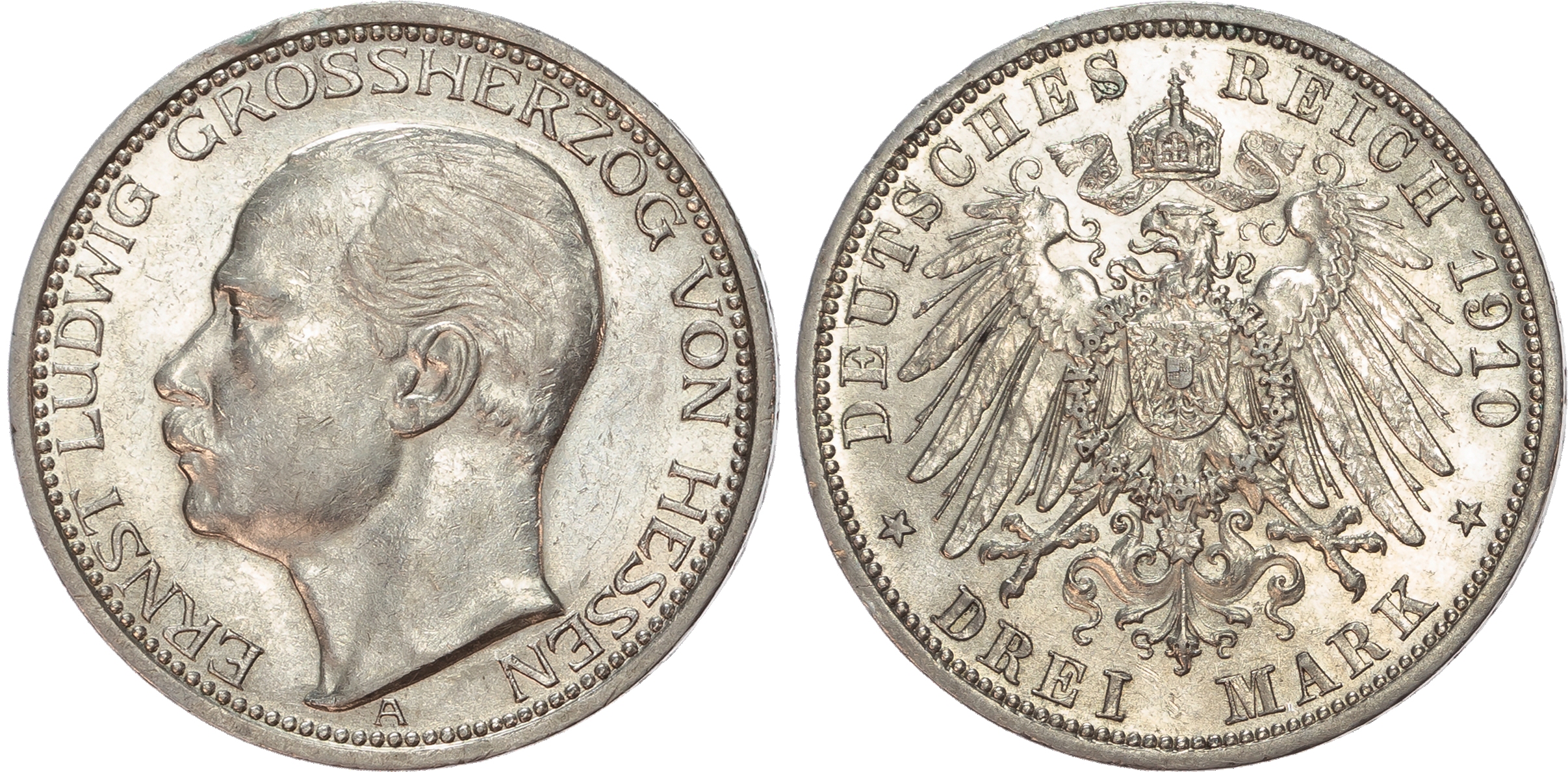 Germany, Hesse-Darmstadt, Ernst Ludwig (1892-1918), silver 3 Marks.