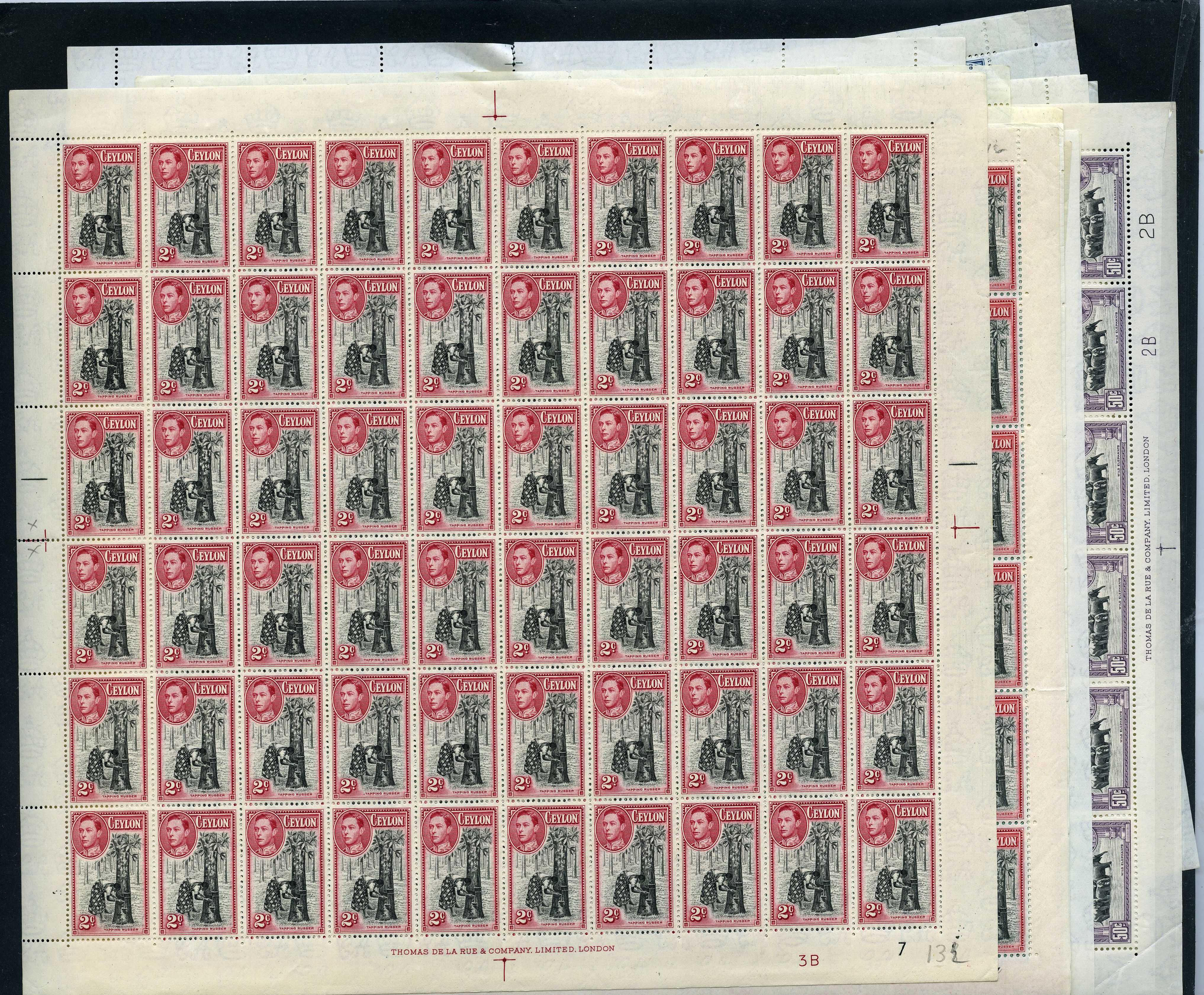 1938-49 sheets. 2ct perf 13½, 3B-7, perf 11...