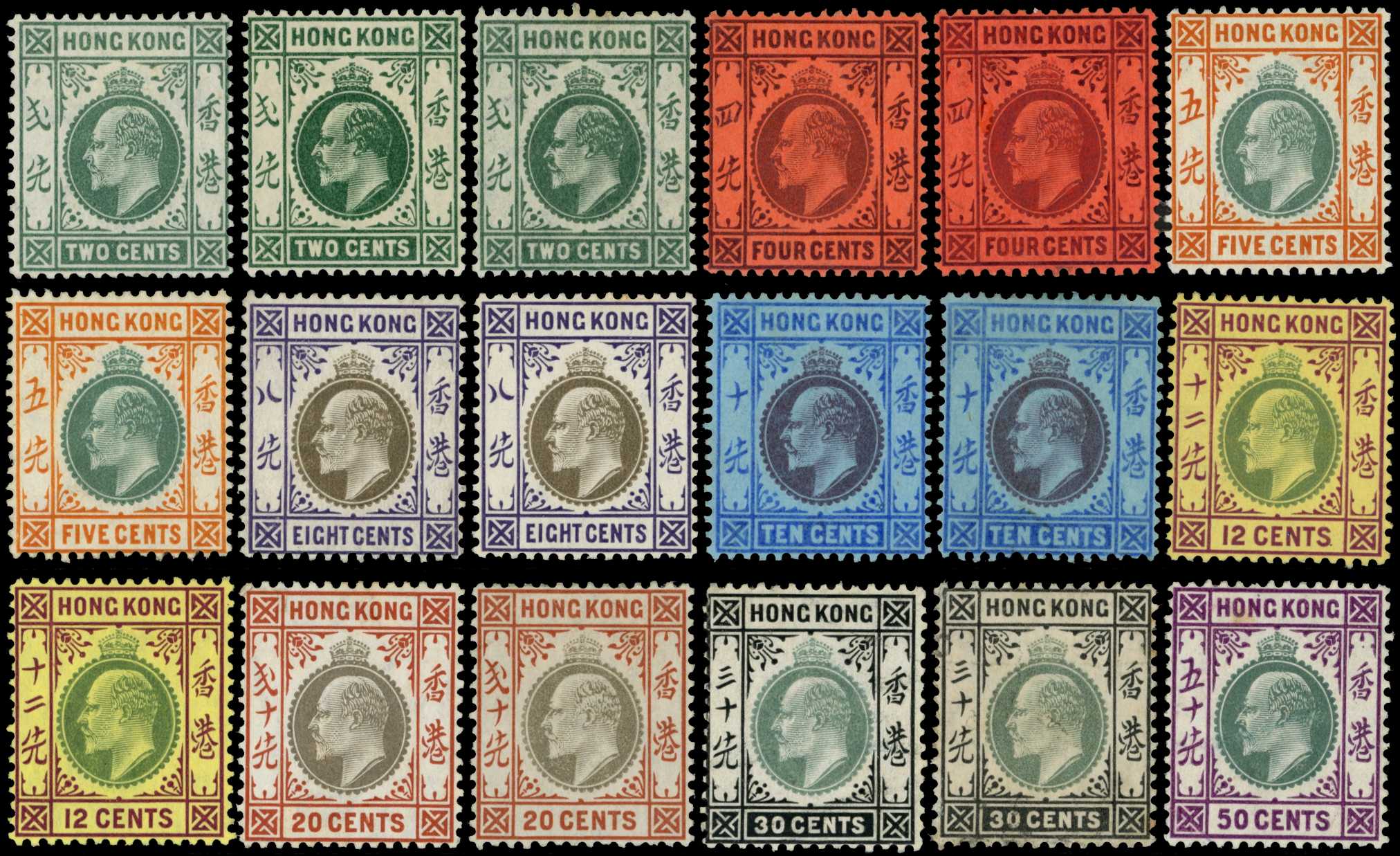 1904-06 KEVII set to $10 wmk multi crown CA,...