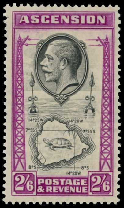 1934 2s6d KGV black and bright purple,...