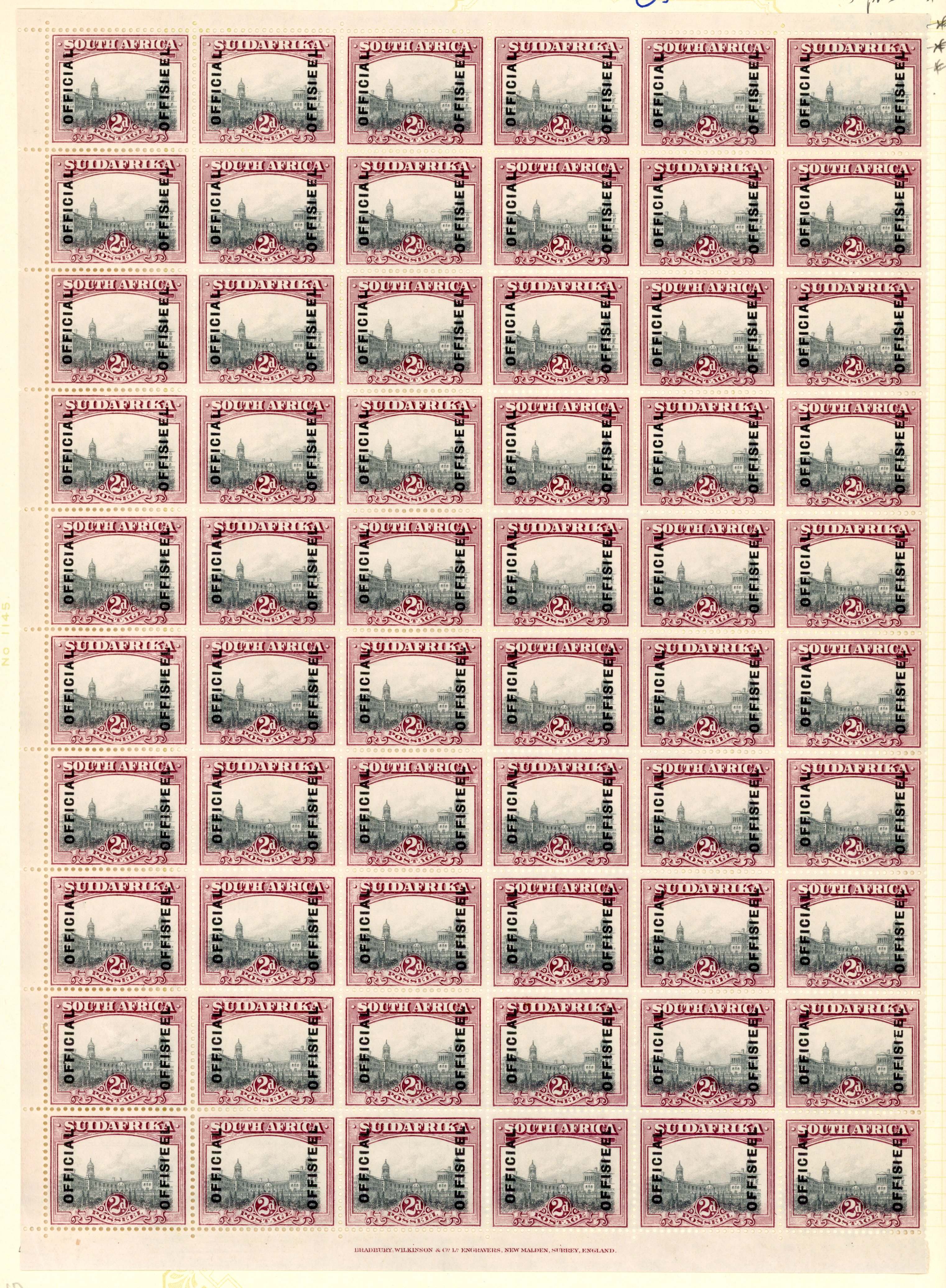 South Africa SG O5 pane mint