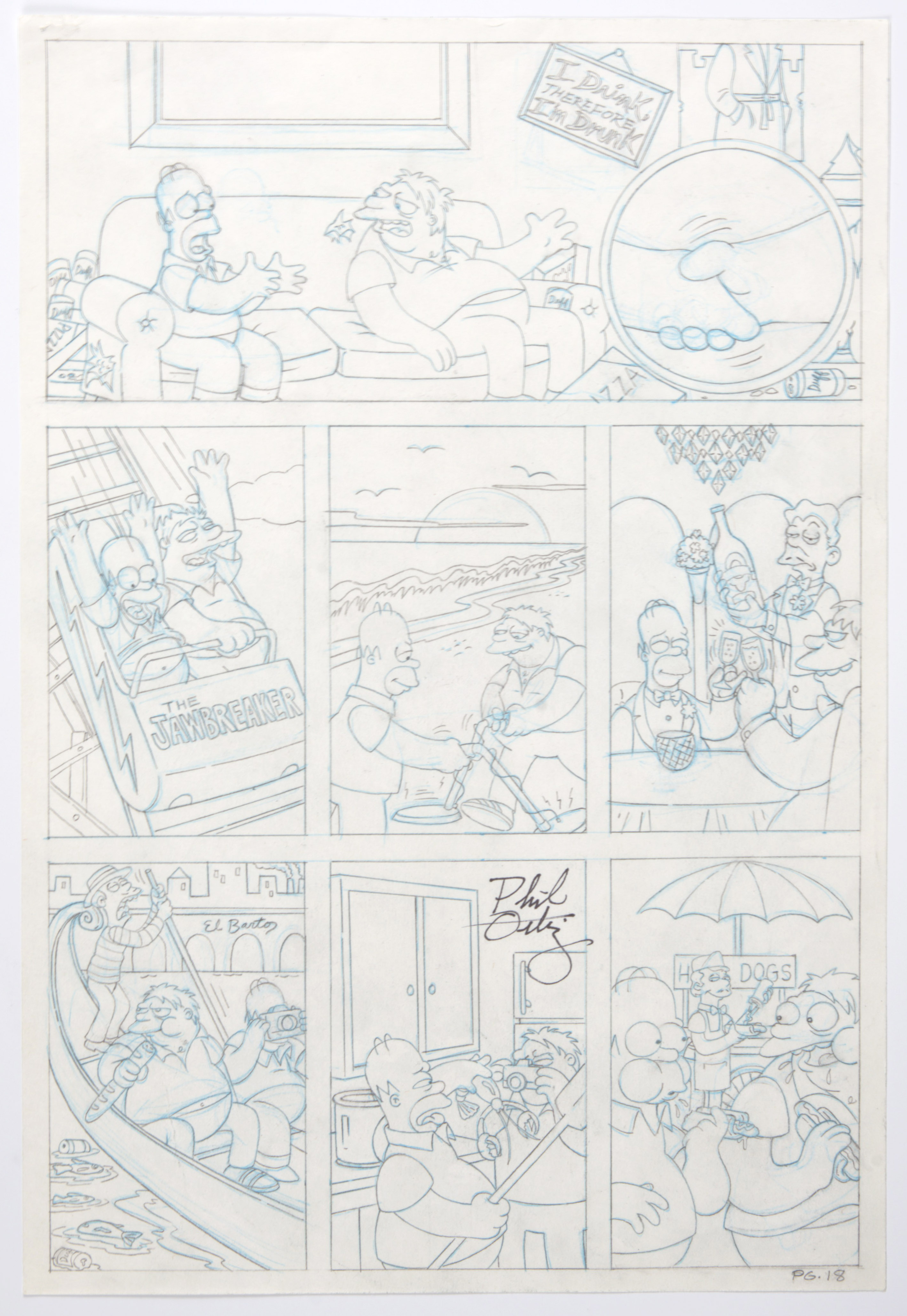 Phil Ortiz The Simpsons Comic #42 Story Page 18 Signed (Bongo Comics, April 1999) 