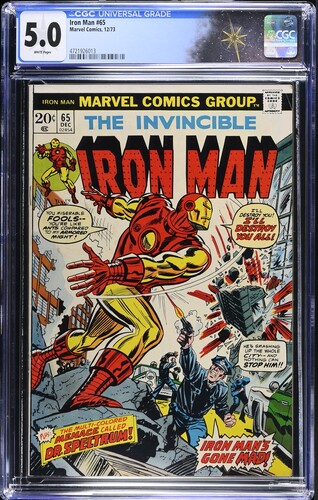 Iron Man #65 CGC 5.0 "The Cutting Edge of Death!" (Marvel Comics, 1973) White pages