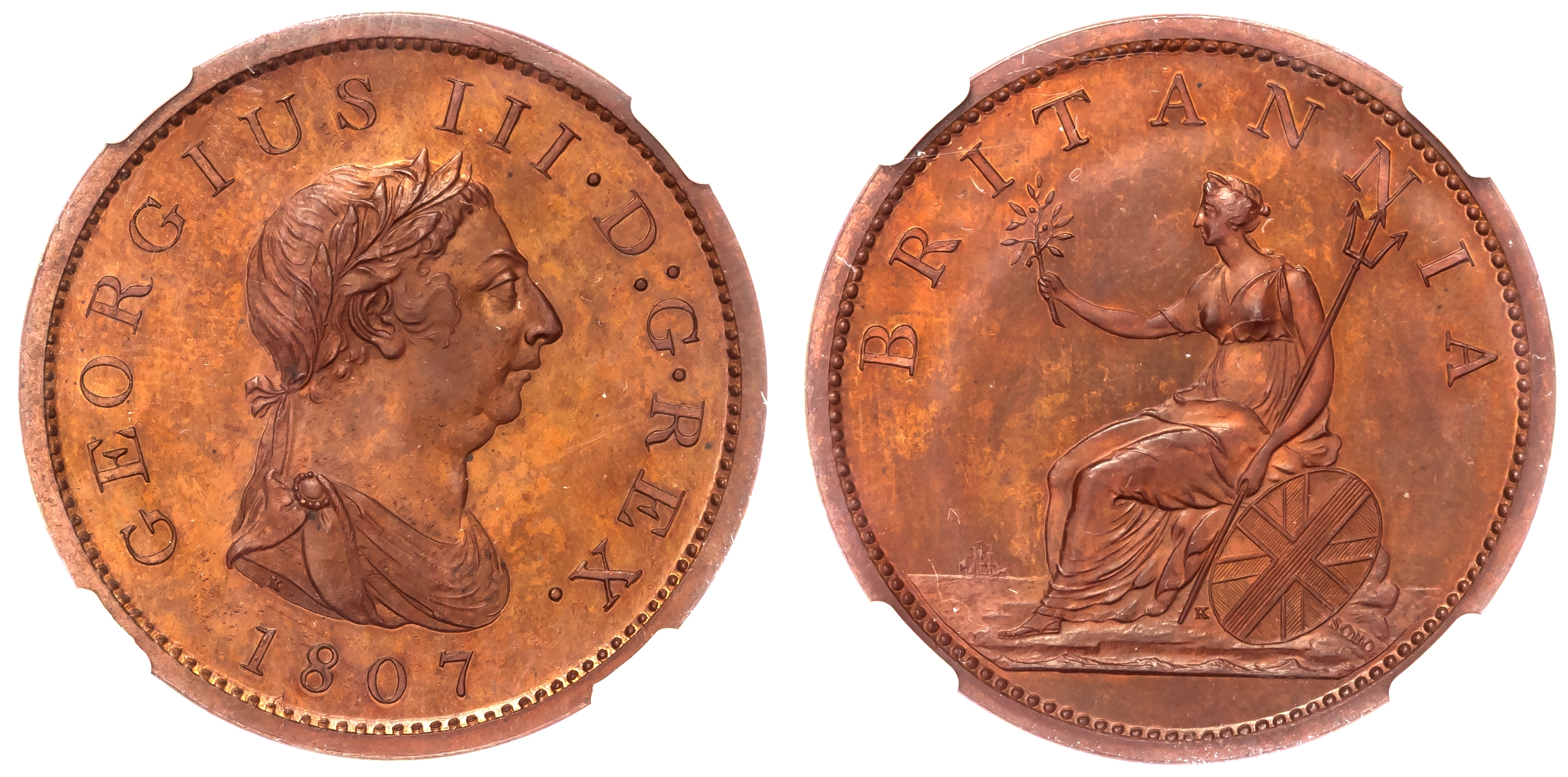 George III (1760-1820), Proof Restrike Penny, 1807.