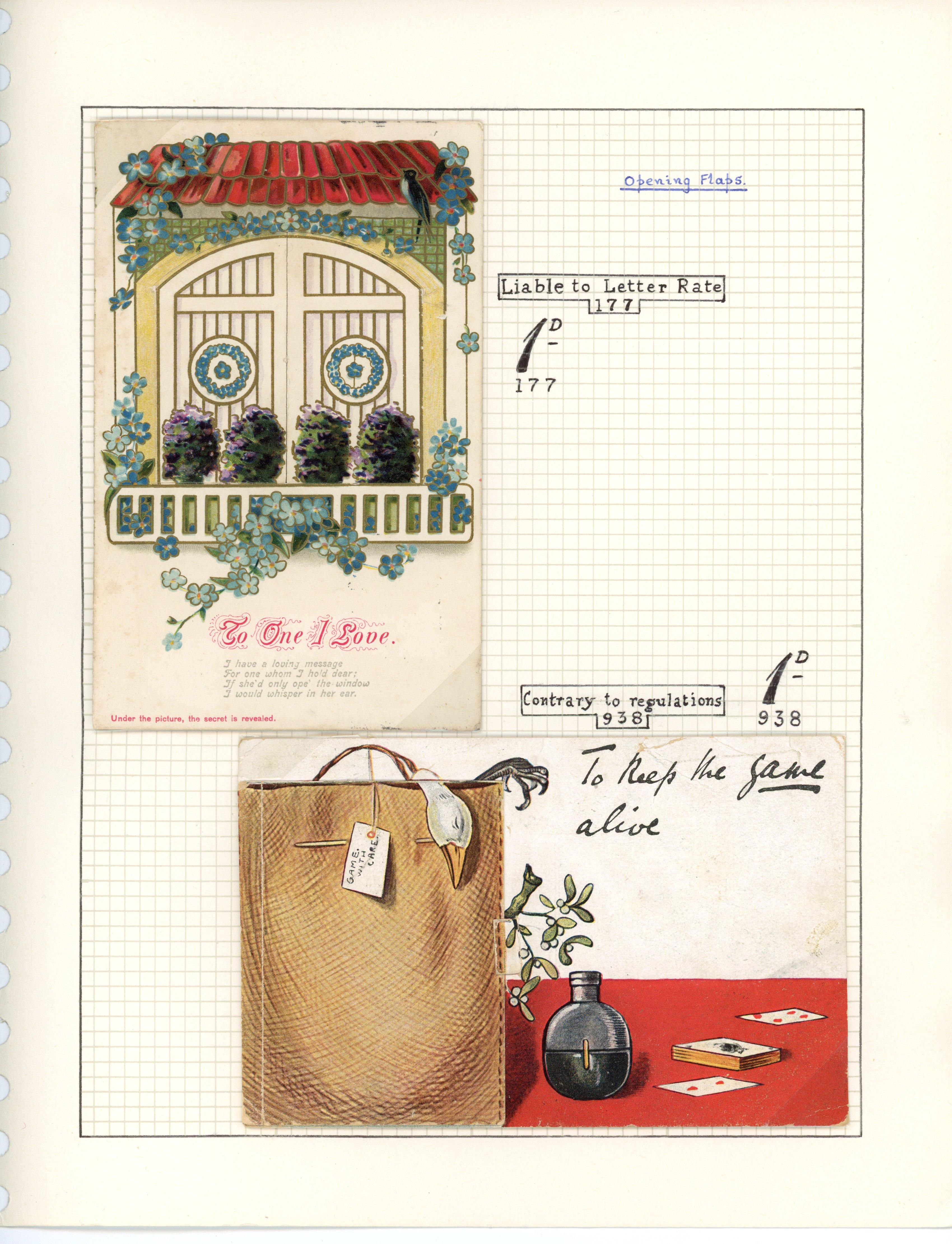 Great Britain 1904-12 pair of novelty postcards with opening flaps attached