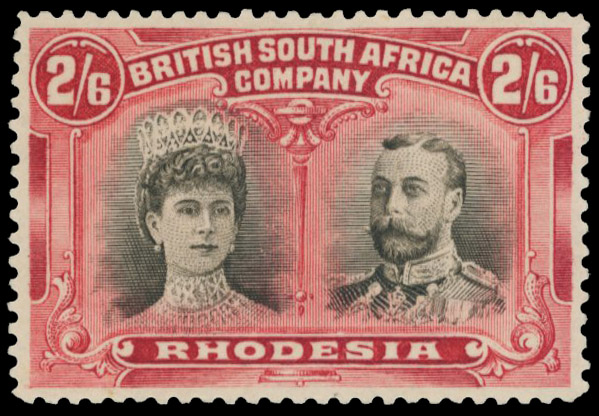 2s6d blackish brown and rose-red RSC F, position 17 mint