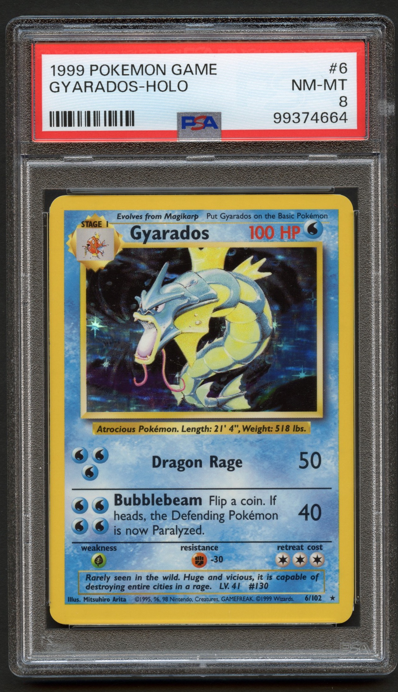 PSA 8 Gyarados Holo #6 Base Set