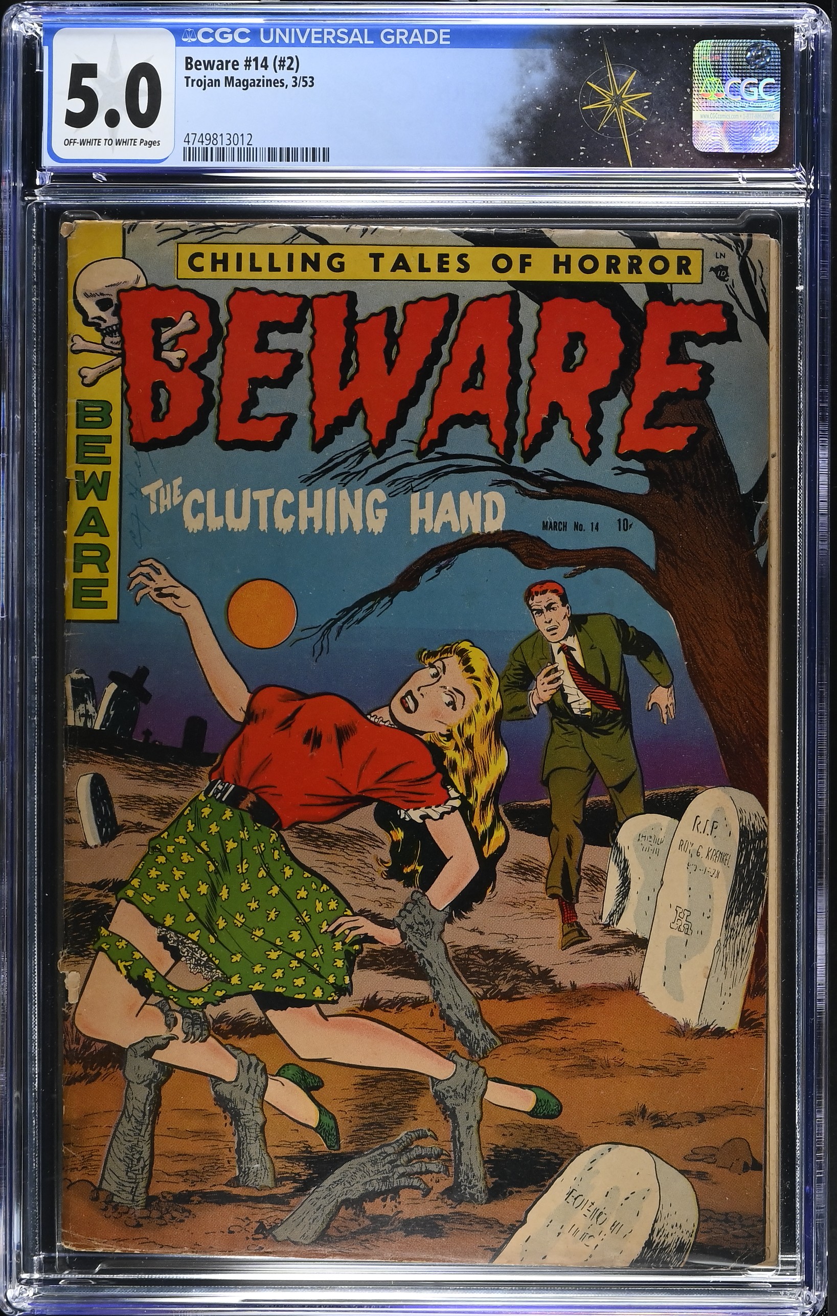 Beware #14 (#2) CGC 5.0 Cover by Roy Krenkel & Harry Harrison (Trojan Magazines, 1953) Off-White to White Pages