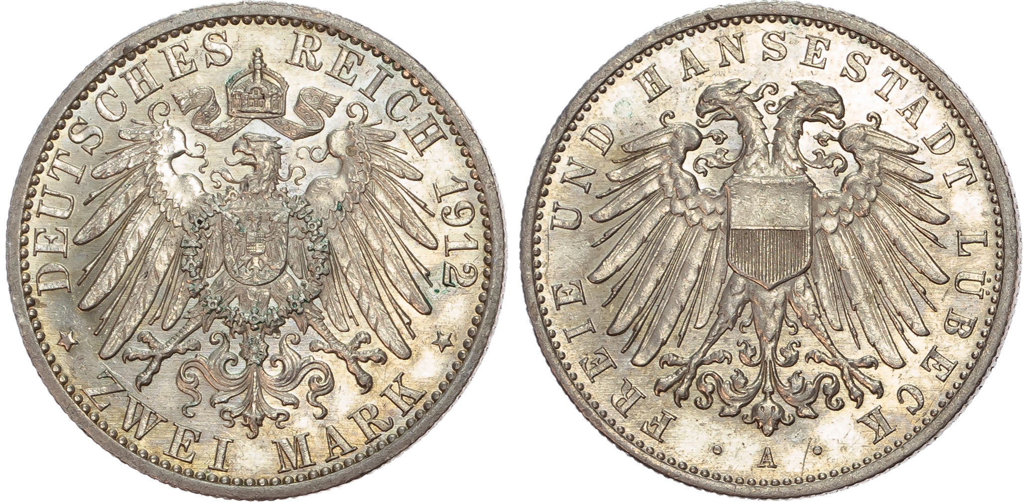 Germany, Lübeck, silver 2 Marks (2).