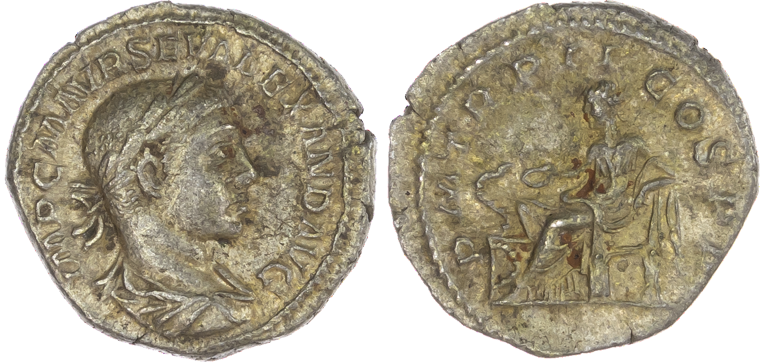 Severus Alexander (AD 222-235) AR Denarius, Rome, 3.18g. IMP M AVR SEV ALEXAND AVG, laureate head of Severus Alexander