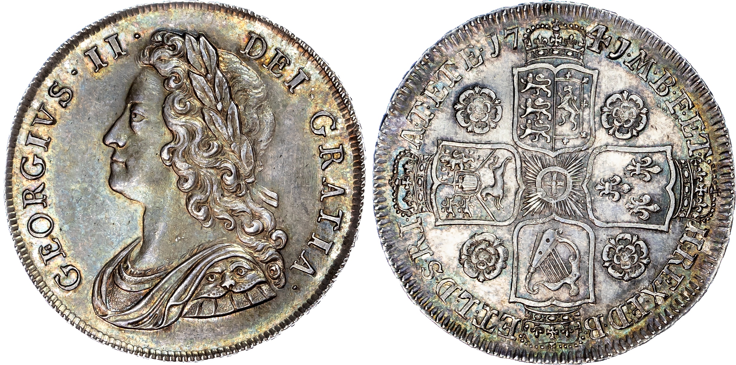 George II (1727-1760), 'Roses and Plumes' Halfcrown, 1741 over 39