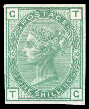 1873 1s Green Pl.10 (Wmk. Spray). Imprimaur