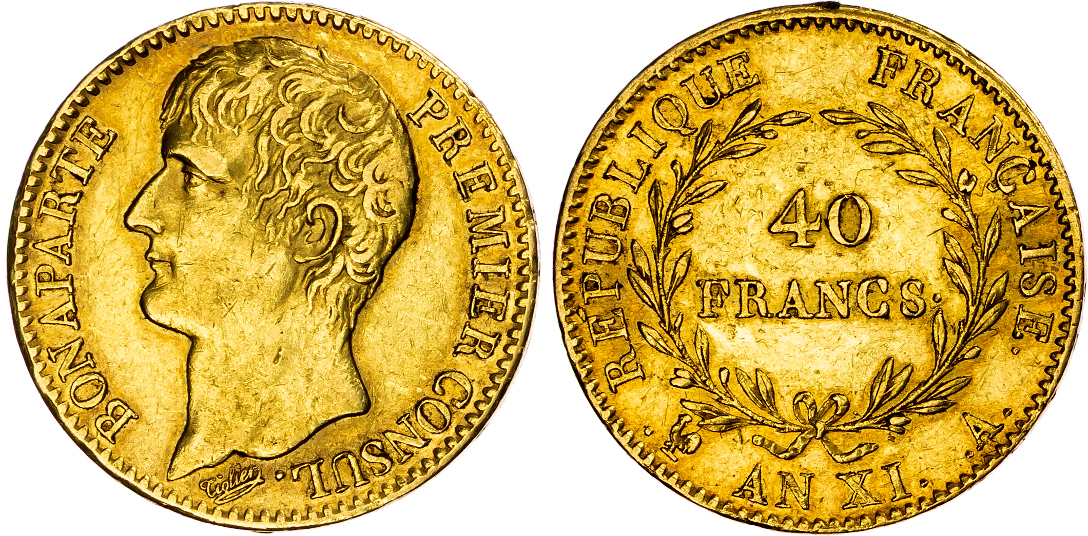 France, Consulate, Napoleon (1799‑1804), gold 40 Francs