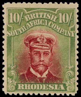 1917-20 10/- Head Die IIIA, perf 14. Large...