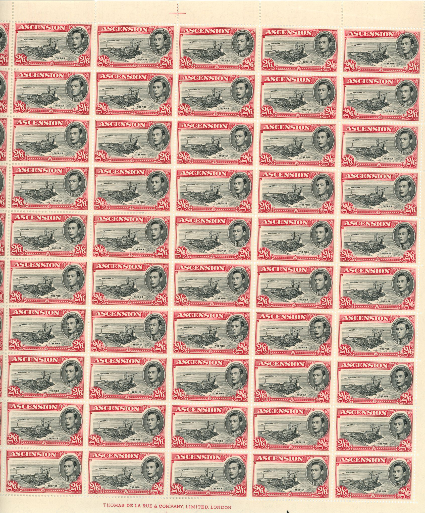 Ascension 1938-53 2s6d from the 1944 printing, sheet of sixty SG 45c, ca