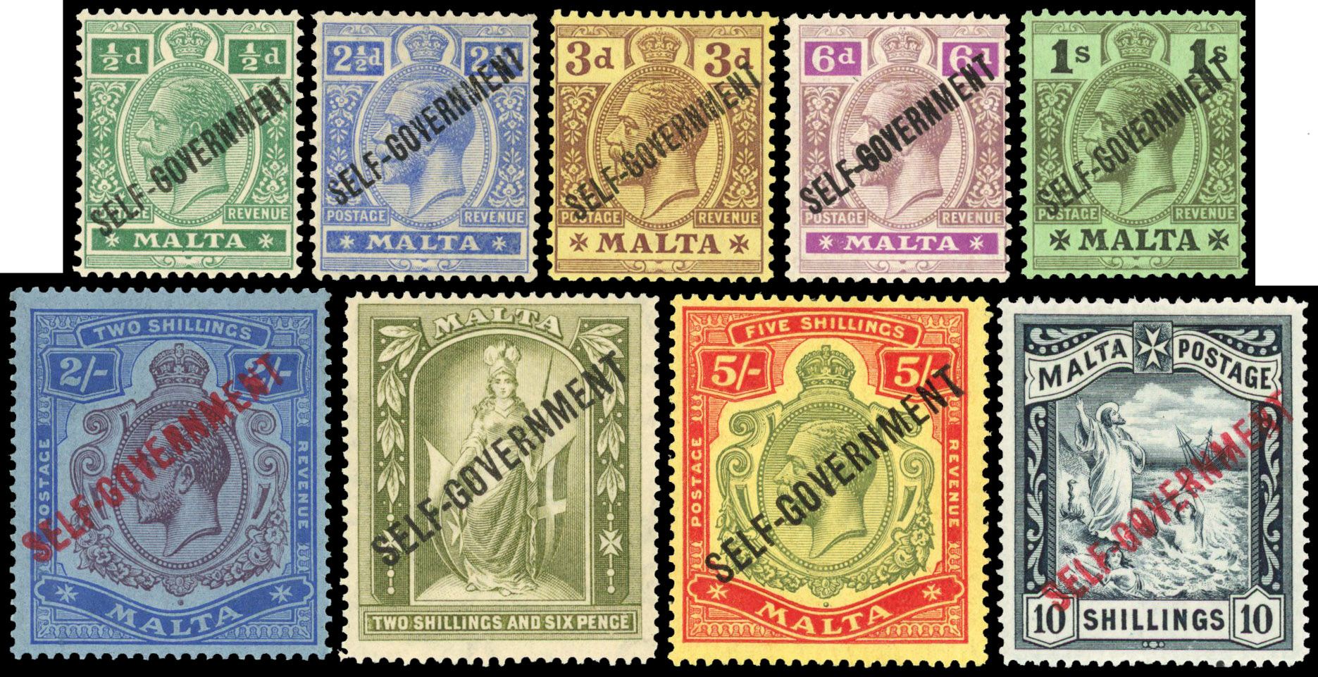 Malta 1922 Self-Government set to 10s