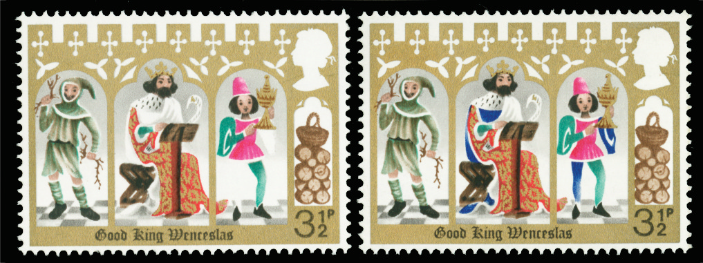 GB 1973 3½p Christmas,  blue (Legs, robes) omitted