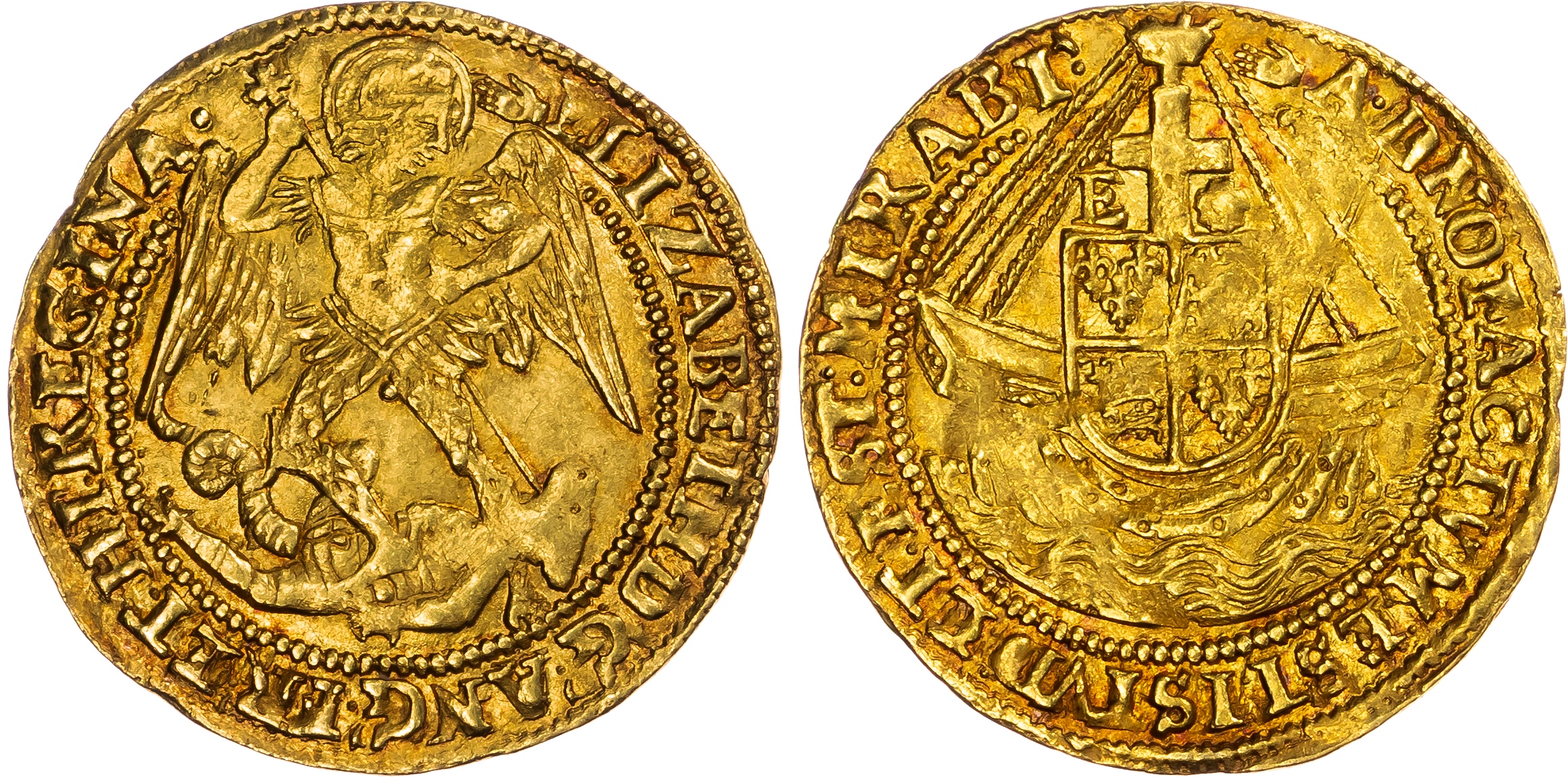 Elizabeth I (1558-1603), Sixth issue (1583-1600), Angel, mintmark hand (1590-92)