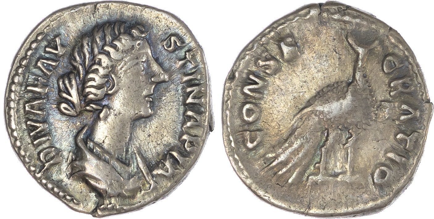 Diva Faustina Junior (d. AD 175/6) AR Denarius, Rome, 2.56g. DIVA FAV-STINA PIA, draped bust of Faustina facing right. Rev.