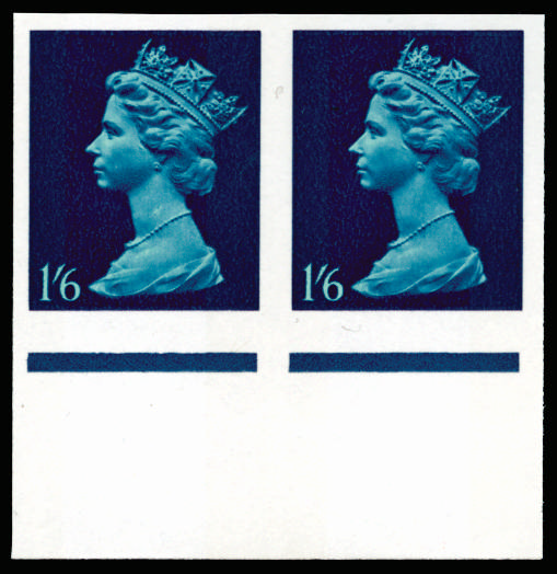 GB 1967 1s6d Greenish blue and deep blue (2 bands). Superb unmounted o.g bottom marginal horizontal pai… SG743var