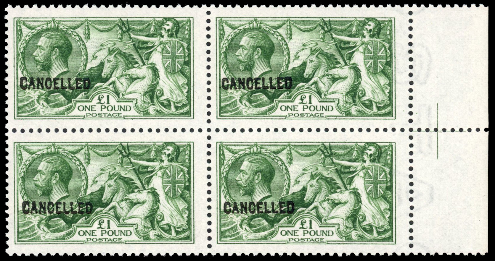 SG 403 1913 £1 experimental printing block Cancelled