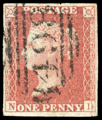 1856 1d Red brown Pl.24 (Die II, Alphabet III, Wmk. Large Crown, Perf. 14) Used imperforate
