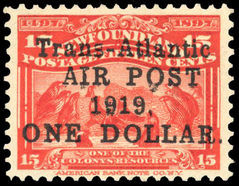 Newfoundland 1919 Air $1 on 15c variety