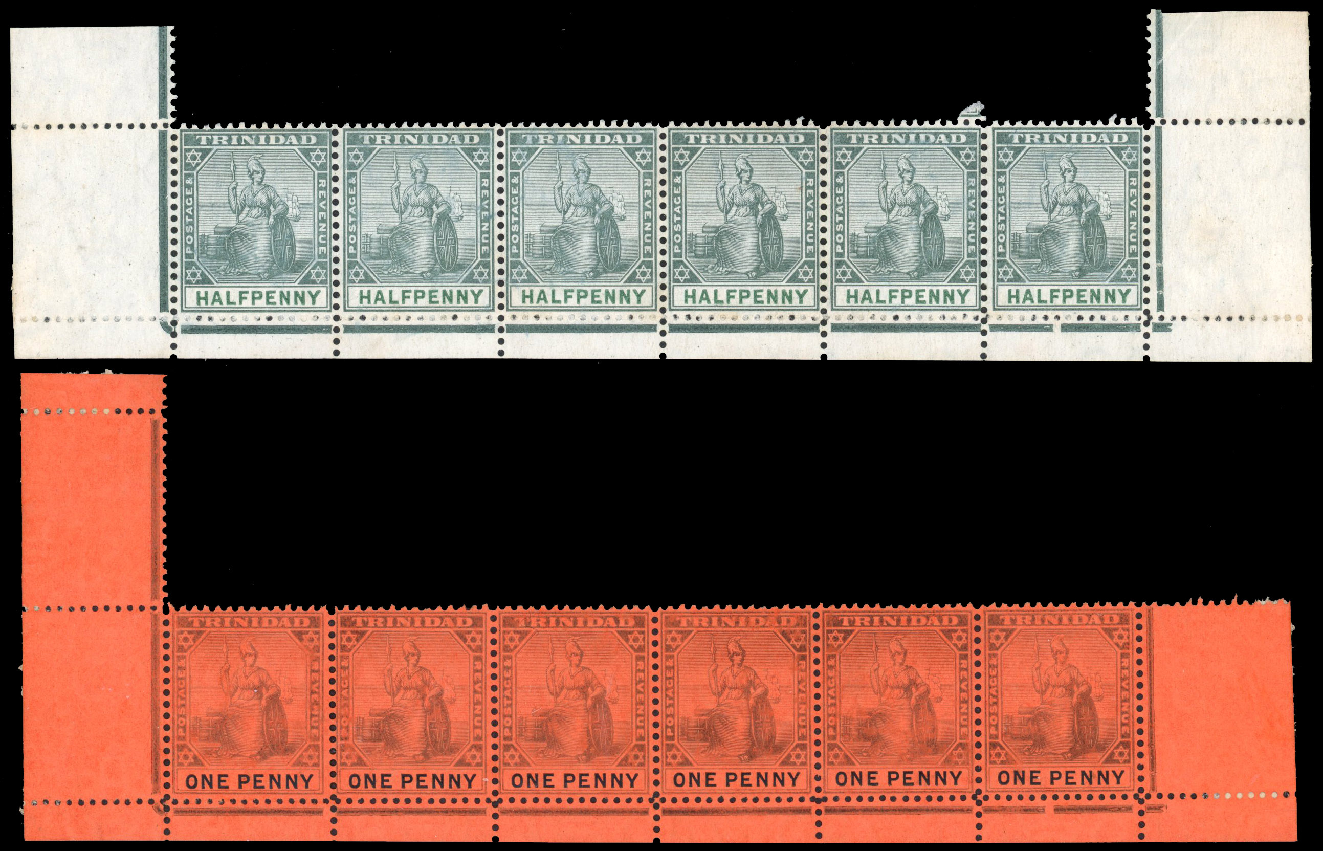 Trinidad 1905 ½d and 1d trials