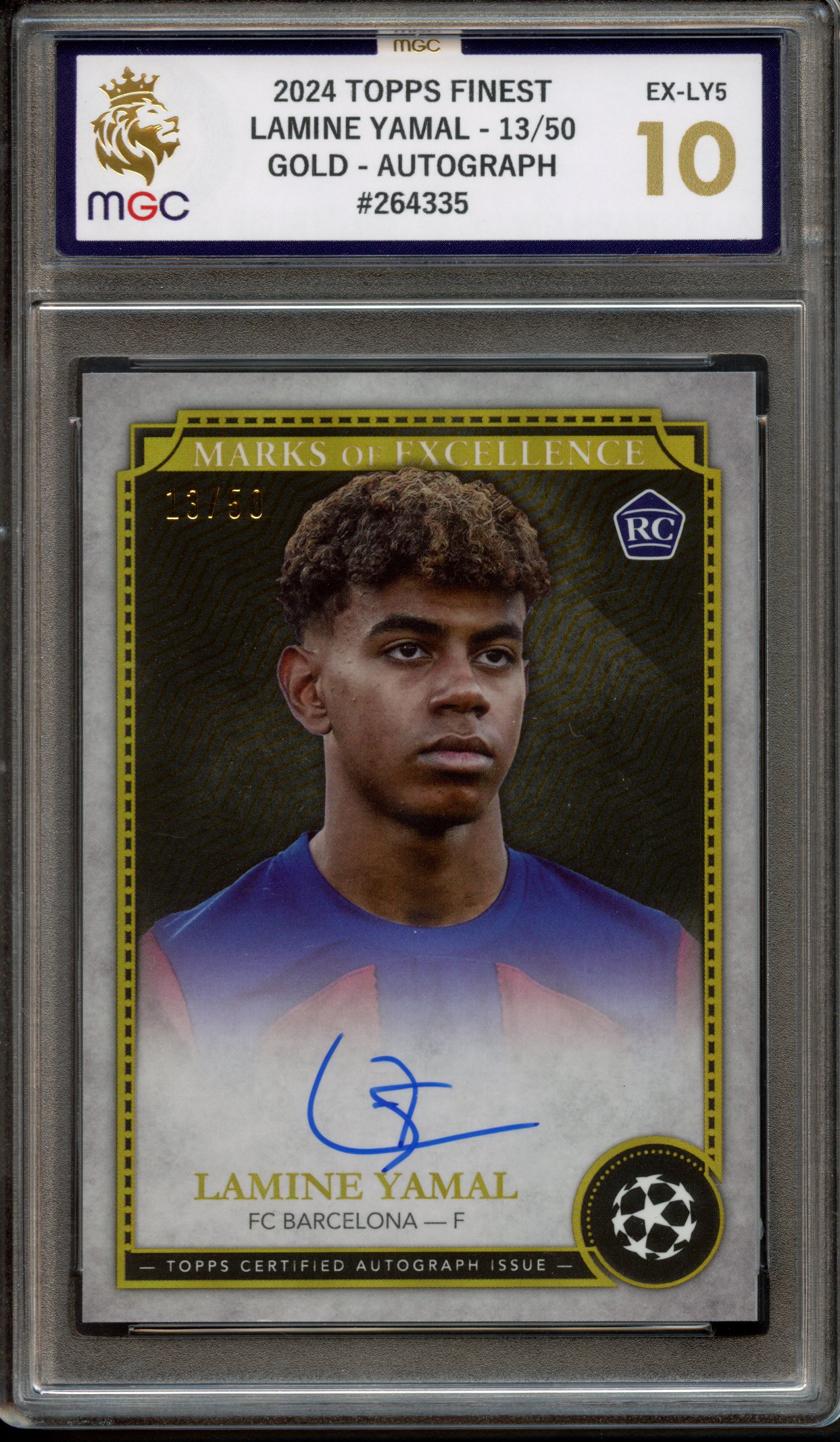 MGC 10 2024 Topps Finest Lamine Yamal Gold Autograph 13/50