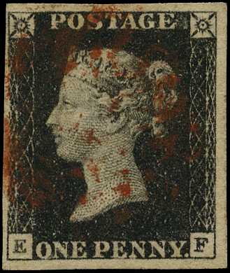 1840 1d black Plate 7 (EF) four close to...