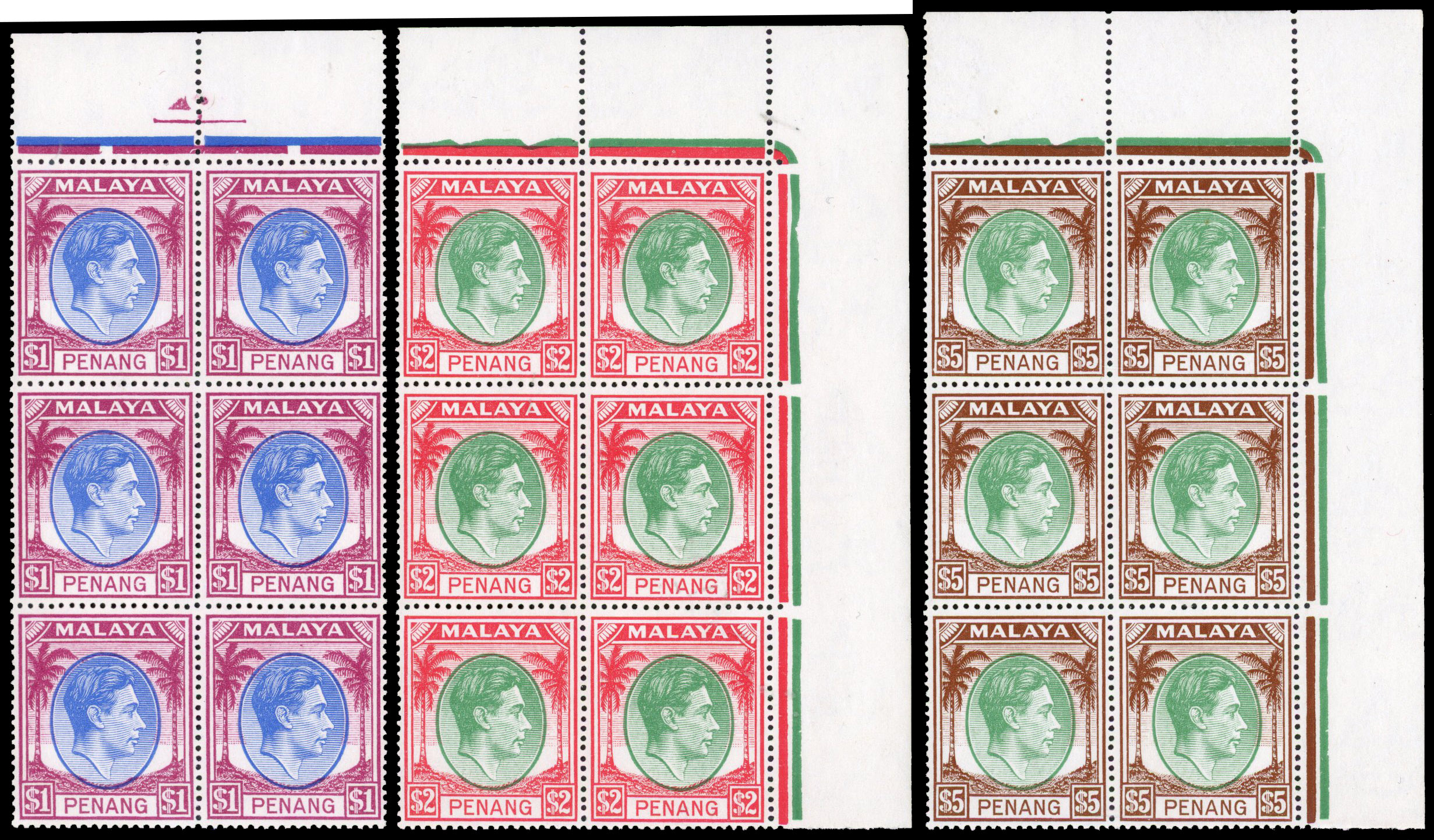 Malaya Penang SG 20-22 blocks mint