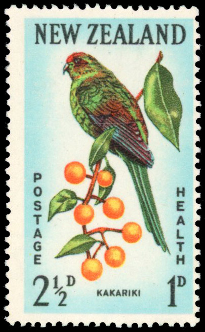 1962 2½d +1d Red-fronted  Parakeet, Health Stamp, printed on the gummed side error, fine unmounted o.g. SG 812b