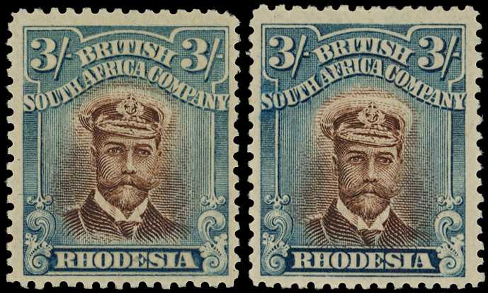 1913-7 3/- Head Die II, perf 14. Two part...