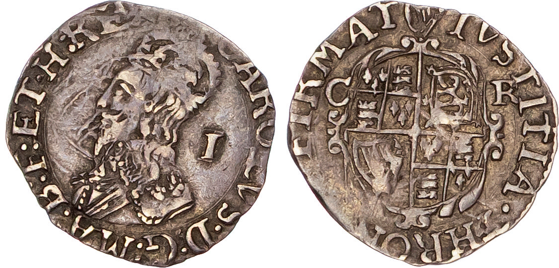 Charles I (1625-1649), AR Penny, Group D, type 3.1, Tower mint (under King), mm. harp (1632-3).