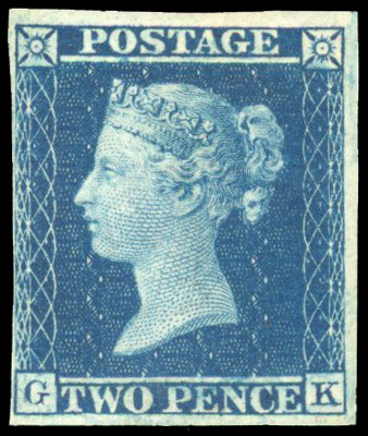 GB SG 35 1857 2d blue imprimatur