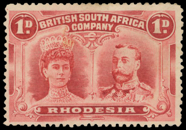 † 1d bright carmine perf 13½ SG 182, position 72B unused without gum