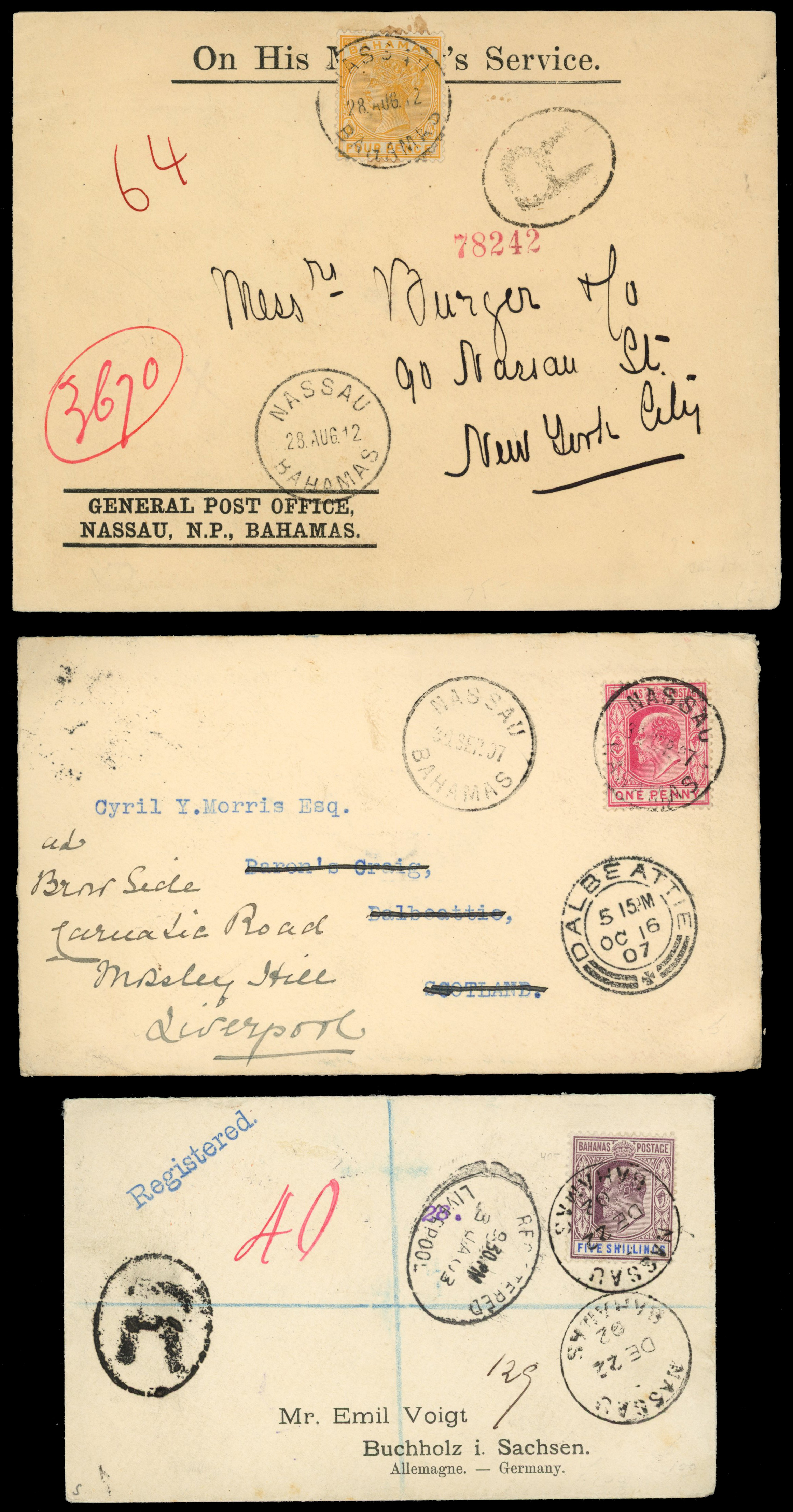 Bahamas Queen Victoria to KGV postal history