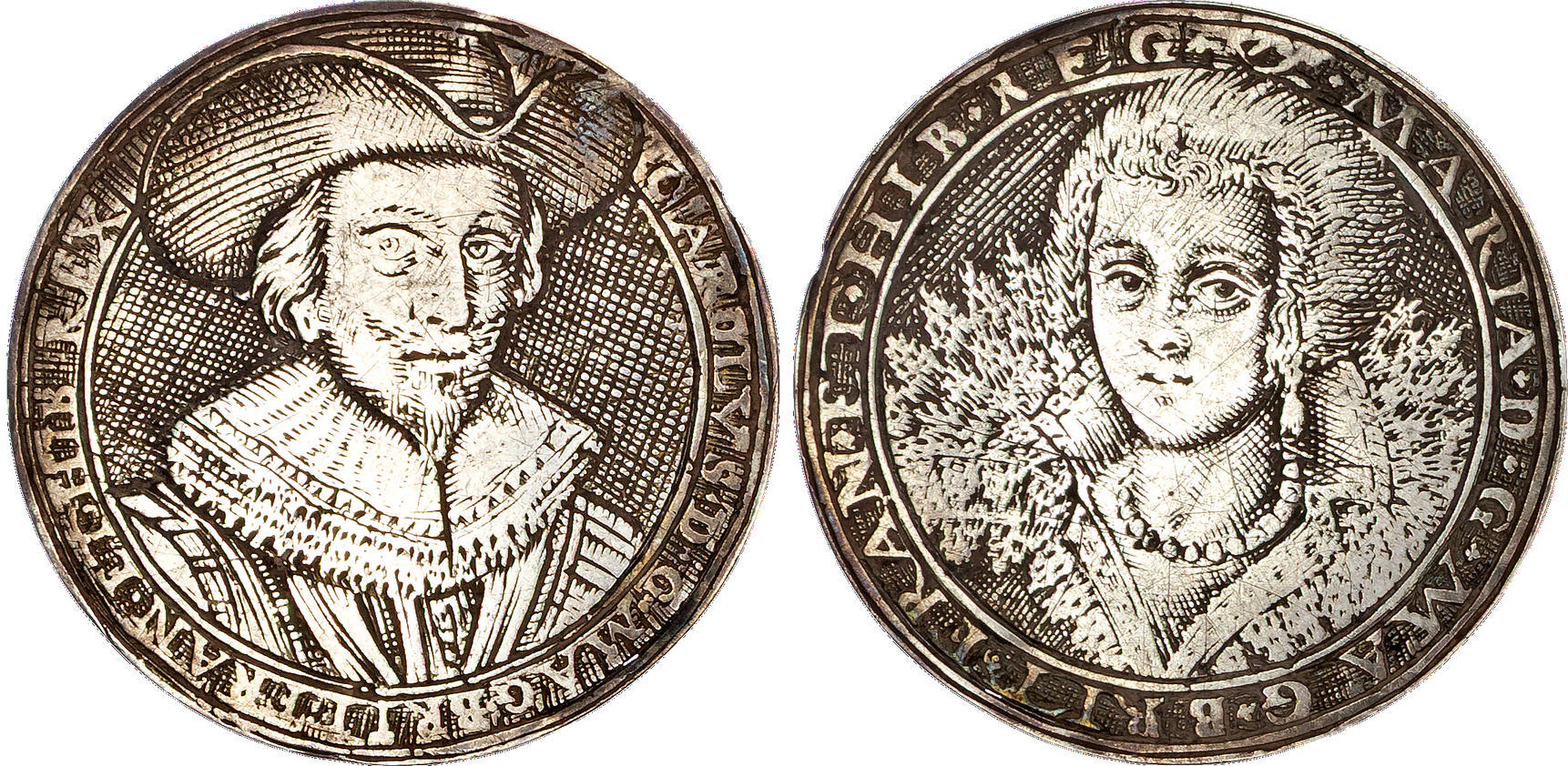 Charles I, James I and Prince Charles, 1626/27, Cast silver counter.