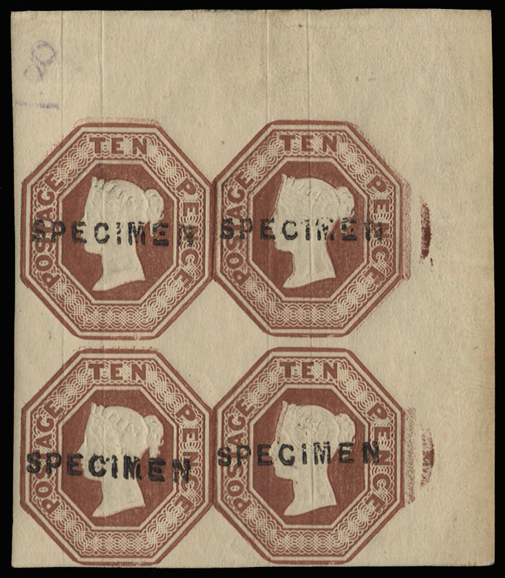 GB 1848 SG 57 10d Specimen block
