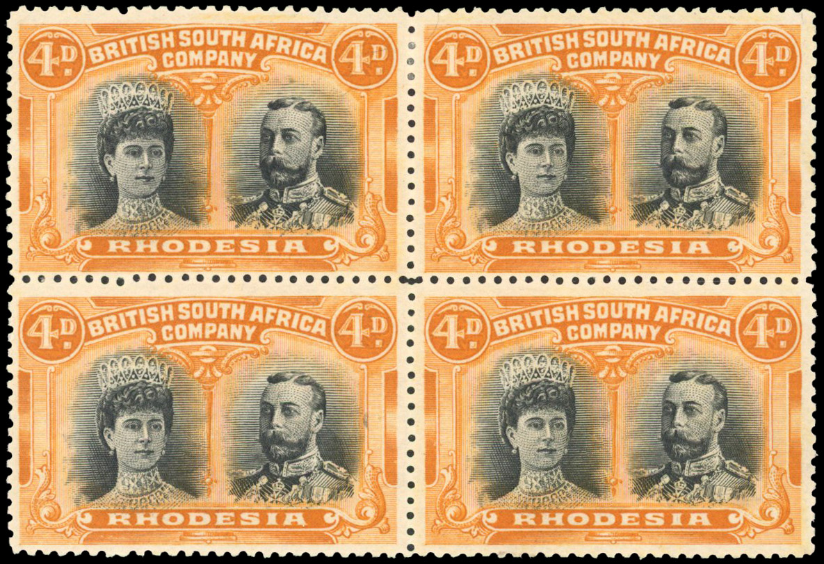 RSC A 4d grey-black and orange block, #11 snake flaw mint