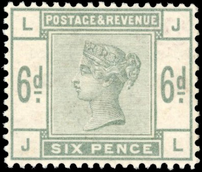 GB: 1883/84 6d dull green (JL), mint unmounted og