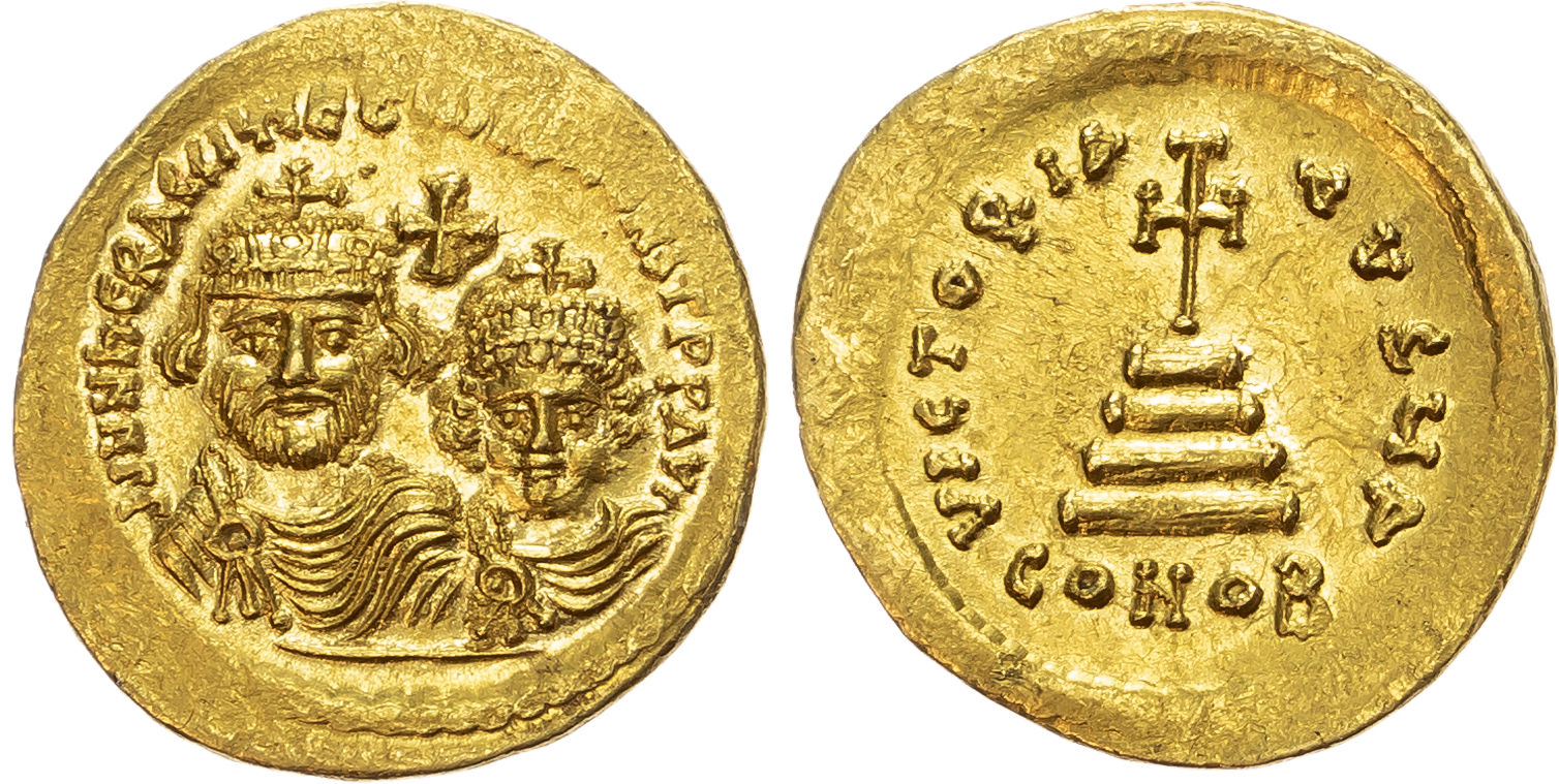 Constans II, with Constantine IV (AD 641-668) AV Solidus, Constantinople, c. AD 654-659, 4.36g. 
