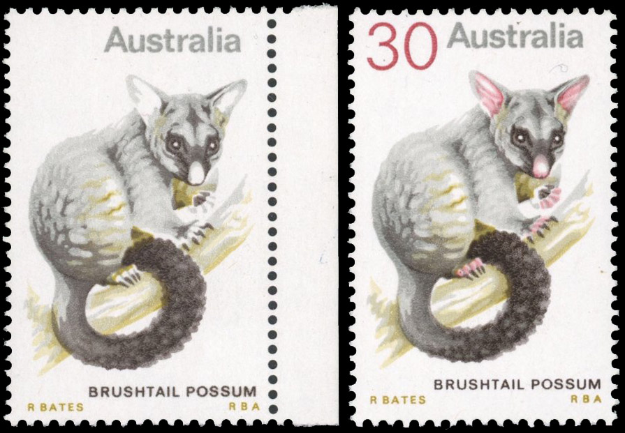 Australia 1974 Animals 30c carmine-red omitted SG 563a mint