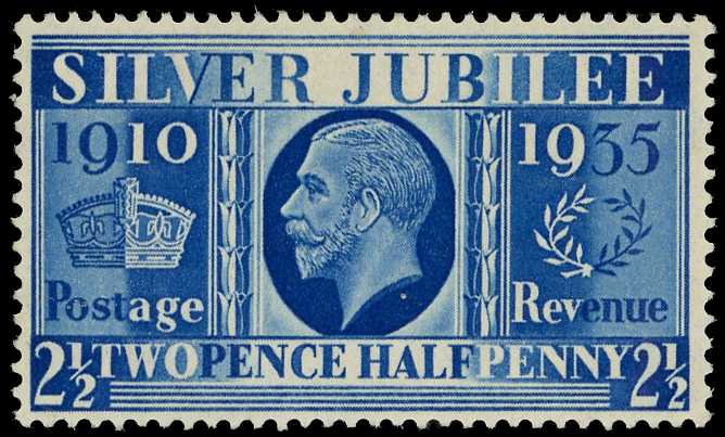 1935 Silver Jubilee 2½d Prussian blue error...