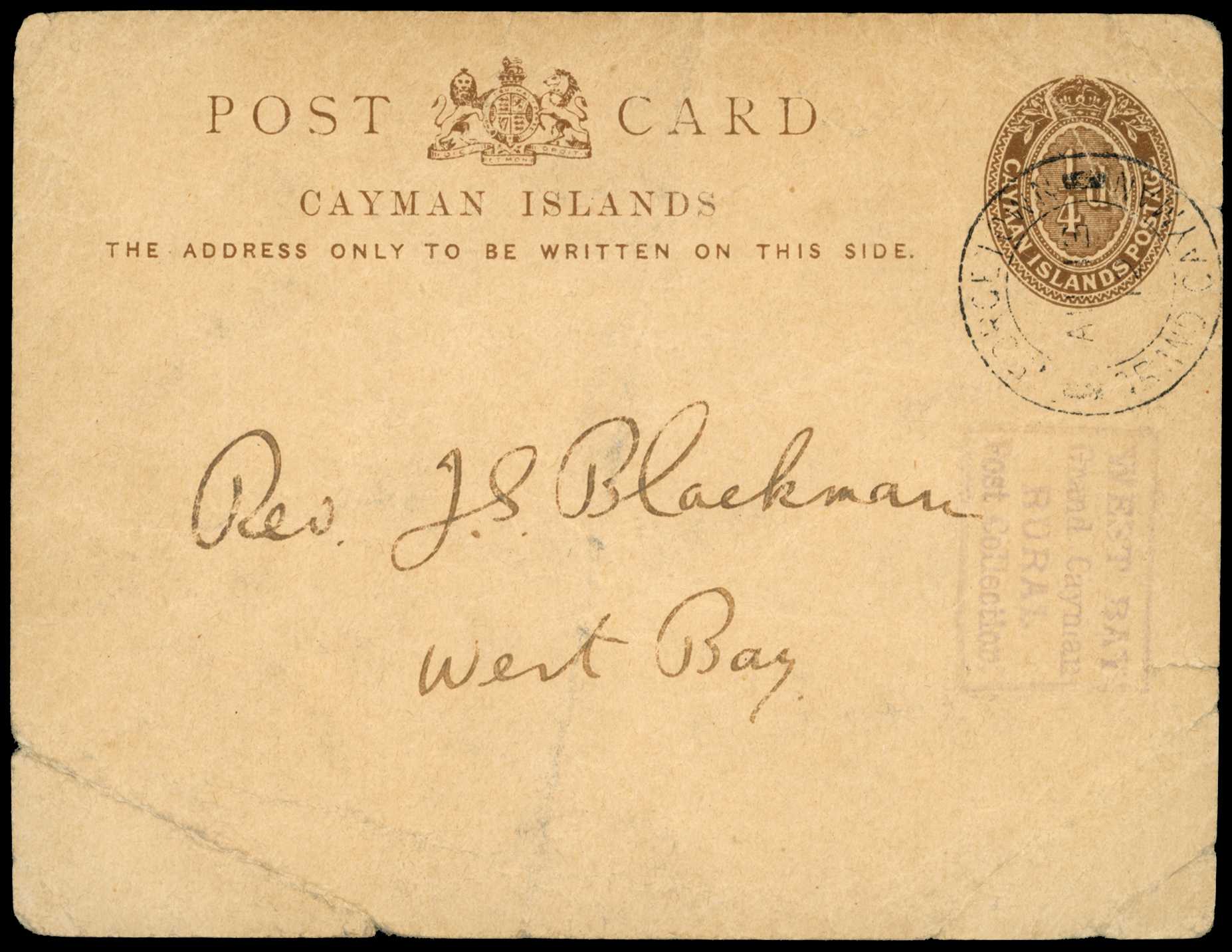 1912 West Bay Rural Post hand stamp used as...