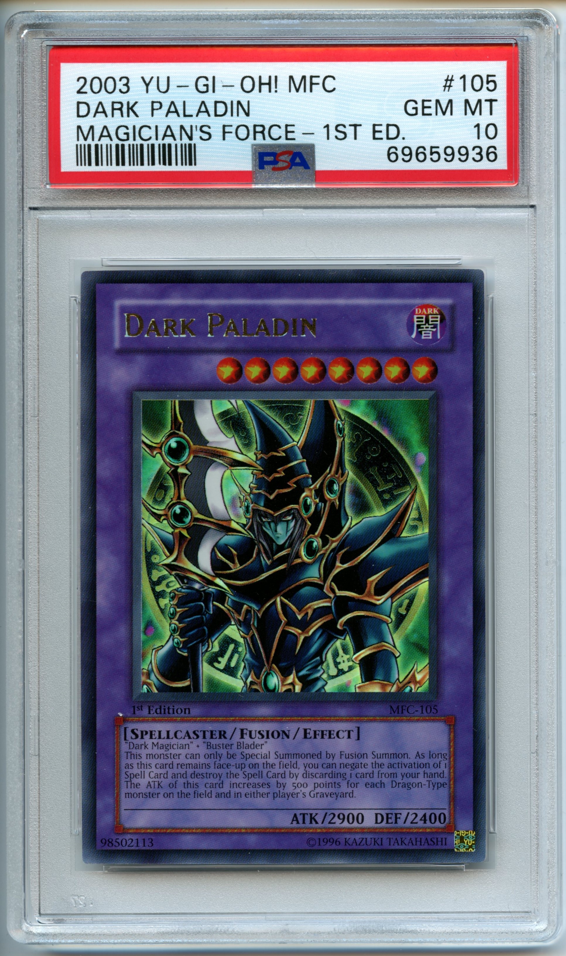 Yu-Gi-Oh! - Dark Paladin  1st Edition - Magician's Force - PSA 10